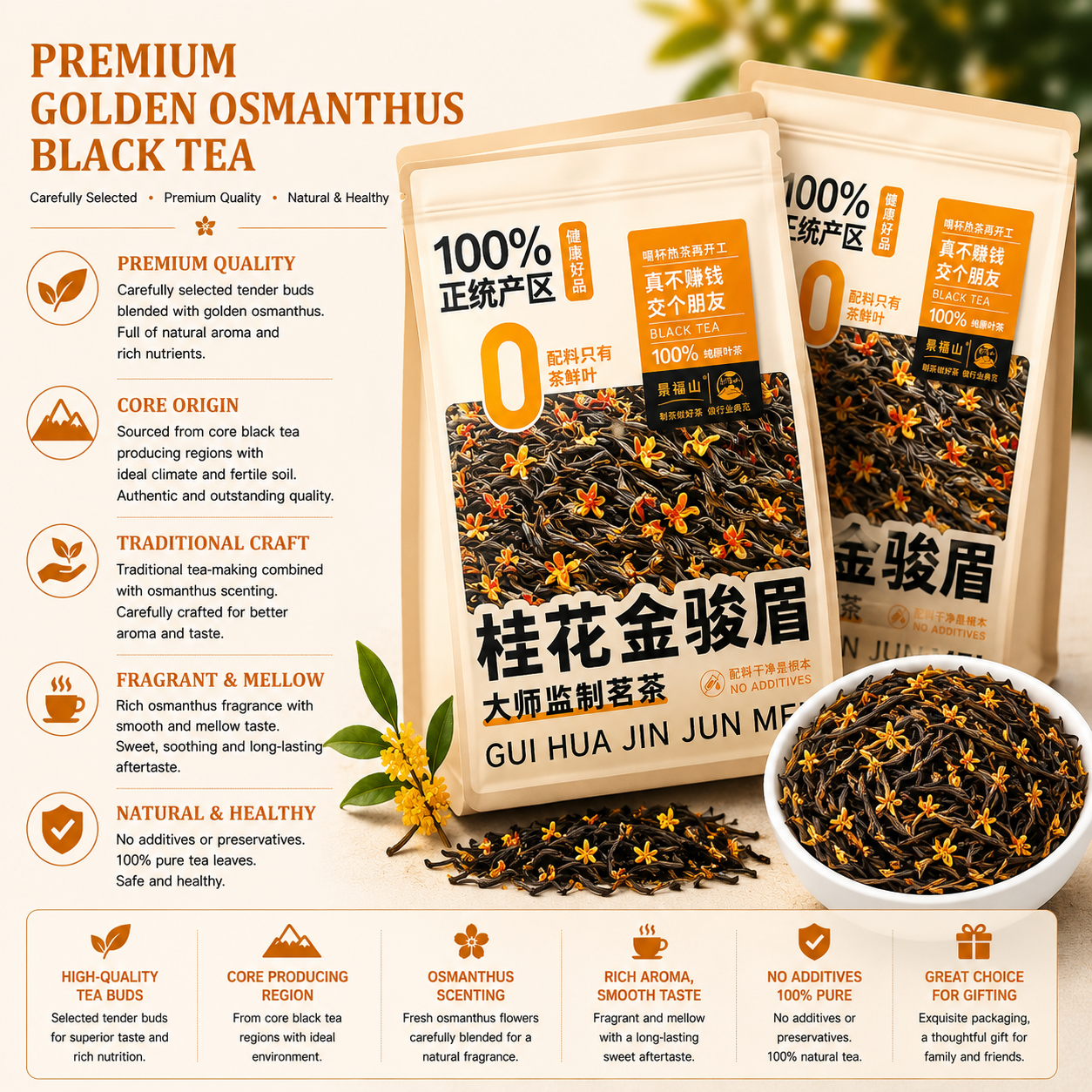 Golden Osmanthus Black Tea™ | Premium Floral Black Tea | PandaHomeMart