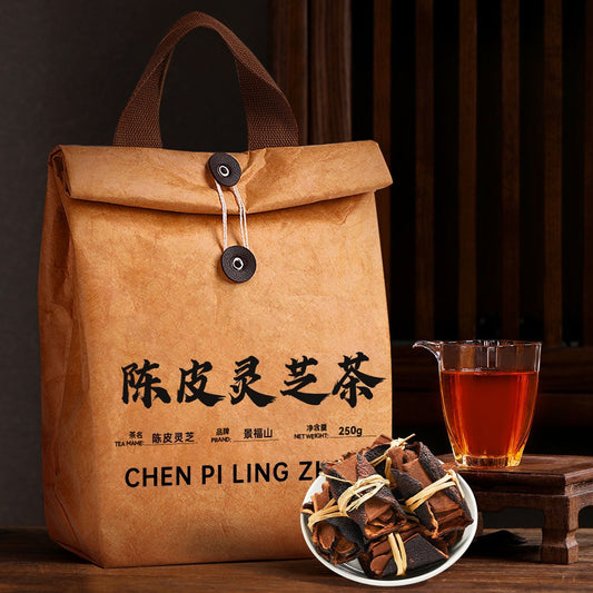 Chen Pi Ling Zhi Tea – Traditional Chinese Reishi & Aged Tangerine Peel Wellness Tea for Digestion, Relaxation & Inner Balance