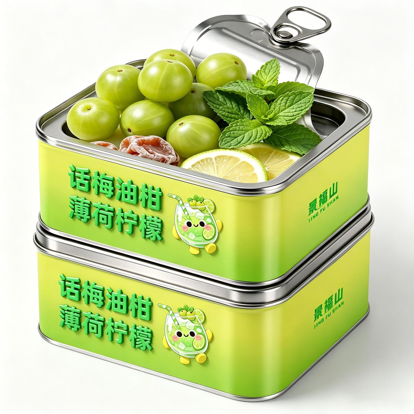 Green Plum Mint Lemon Fruit Tea – Refreshing Freeze-Dried Lemon Mint Wellness Drink for Summer Cold Brew & Hydration