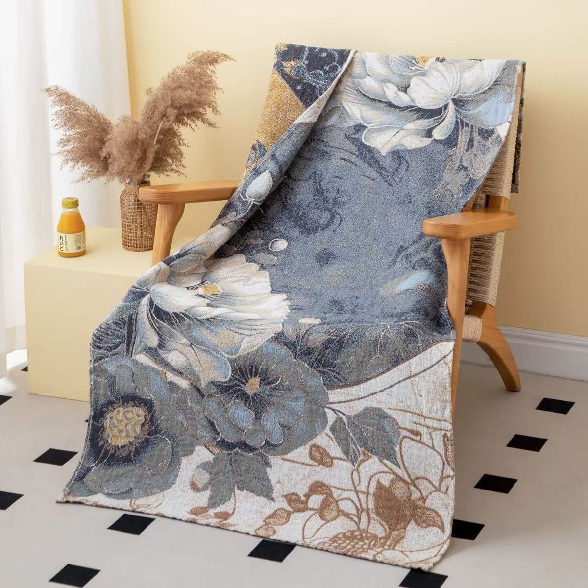 Chinese Floral Cotton Hand Towel – OAArt Floral Cotton Throw Blanket – Vintage Botanical Sofa Cover & Cozy Bed Throwriental Style Soft Absorbent Cotton Washcloth (Copy)