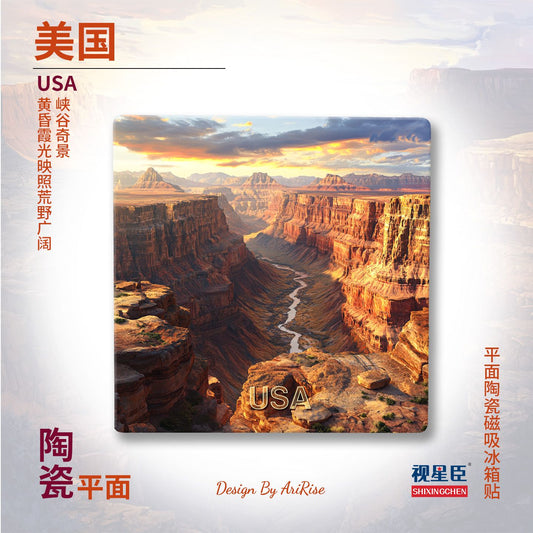 USA Grand Canyon Ceramic Fridge Magnet – American Canyon Travel Souvenir Magnet | Desert Landscape Refrigerator Decor Gift