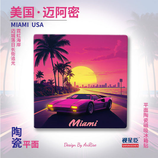 Miami USA Ceramic Fridge Magnet