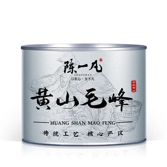 Huangshan Maofeng Green Tea 40 g Chinese loose-leaf green tea from Huangshan Anhui in silver tea tin