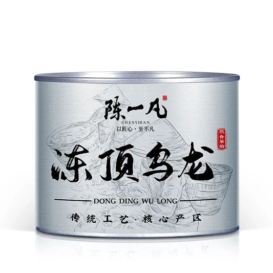 Dong Ding Oolong Tea 100 g traditional rolled oolong in silver metal tea tin