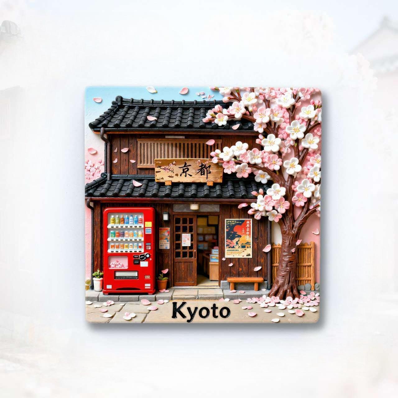 Japan Serenity &amp; Sakura Fridge Magnet Collection™ (Set of 5) Kyoto Blossom Garden • Kyoto Canal Nights • Hakone Onsen • Kyoto Sakura Street • Hokkaido Countryside