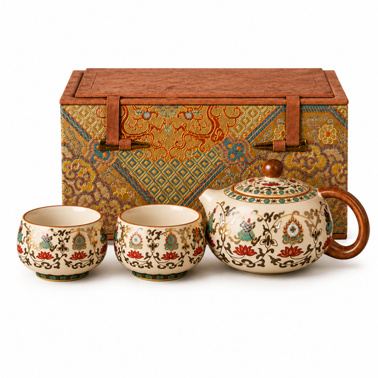 Imperial Lotus Harmony Teapot Gift Set™ – Luxury Chinese Ceramic Tea Set with Brocade Gift Box