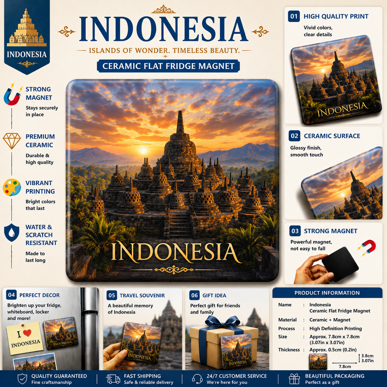 Indonesia Ceramic Flat Fridge Magnet