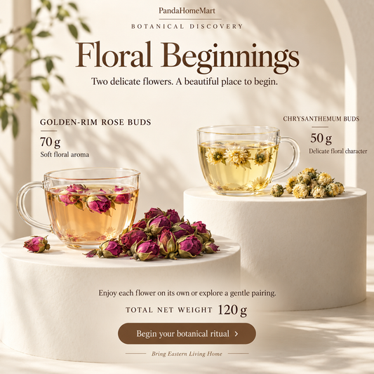 Botanical Tea Subscription with Golden-Rim Rose Buds and Chrysanthemum Buds