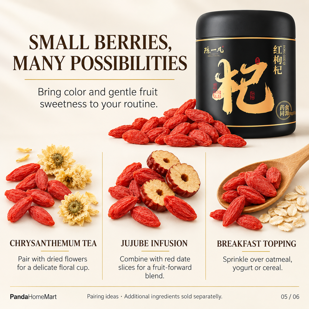 PandaHomeMart Red Goji Berries 220g Container