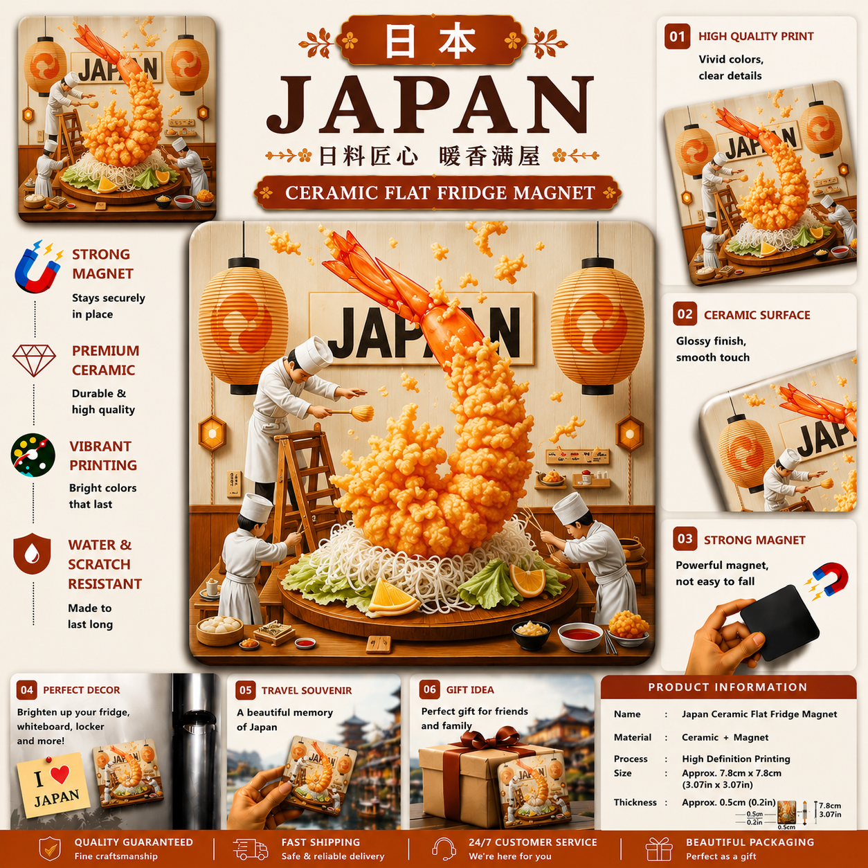 Japan Tempura Ceramic Fridge Magnet