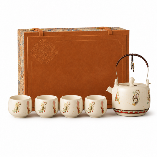 Dunhuang Flying Apsaras Ceramic Teapot Gift Set™ | Chinese Luxury Tea Set
