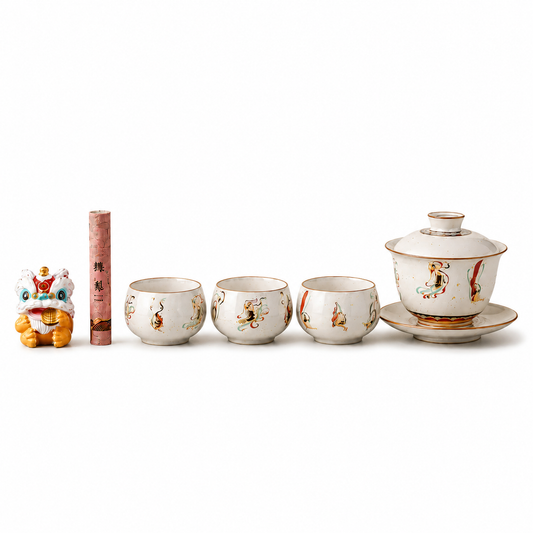 Dunhuang Flying Apsaras Gaiwan Tea Set™ | Traditional Chinese Tea Ceremony Gift Set