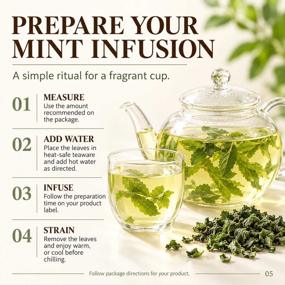 Dried Mint Leaves for Herbal Infusions and Tea Pairings