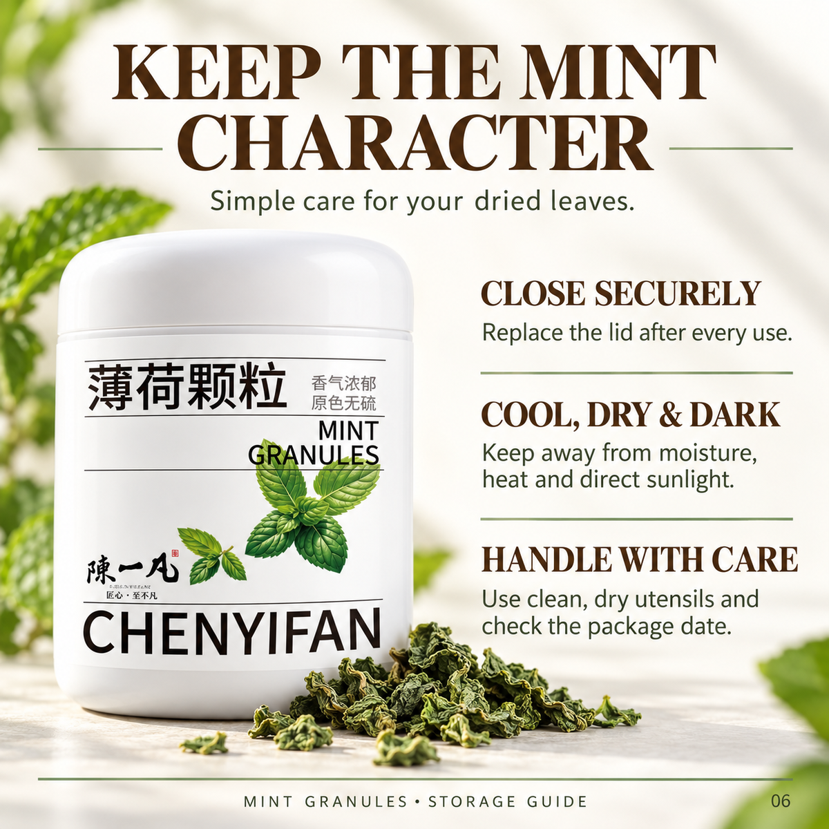PandaHomeMart Mint Granules Dried Mint Leaves 100g Container