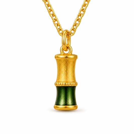999 Pure Gold Bamboo Pendant – Oriental Symbol of Growth, Resilience & New Beginnings