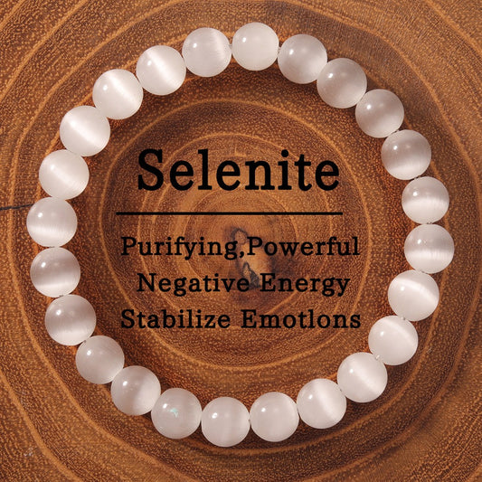 2pcs Selenite Bracelet - Purifying Crystal Bracelet for Negative Energy Cleansing, Emotional Stability & Spiritual Protection