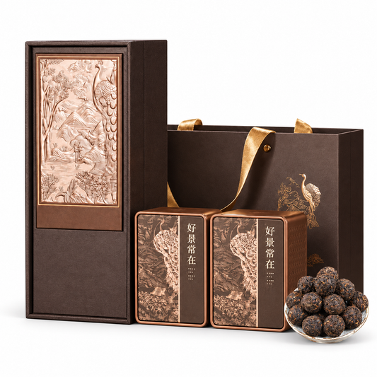Premium Menghai Ripe Pu-erh Dragon Pearls Gift Set – Ancient Tree Tea, 500g