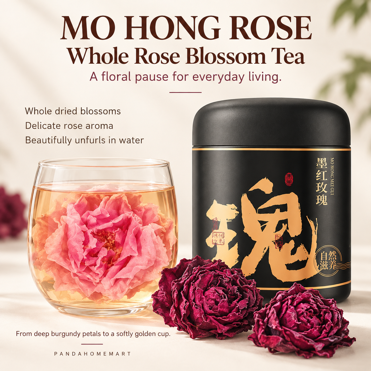 Mo Hong Rose Tea 25g Whole Dried Rose Blossoms
