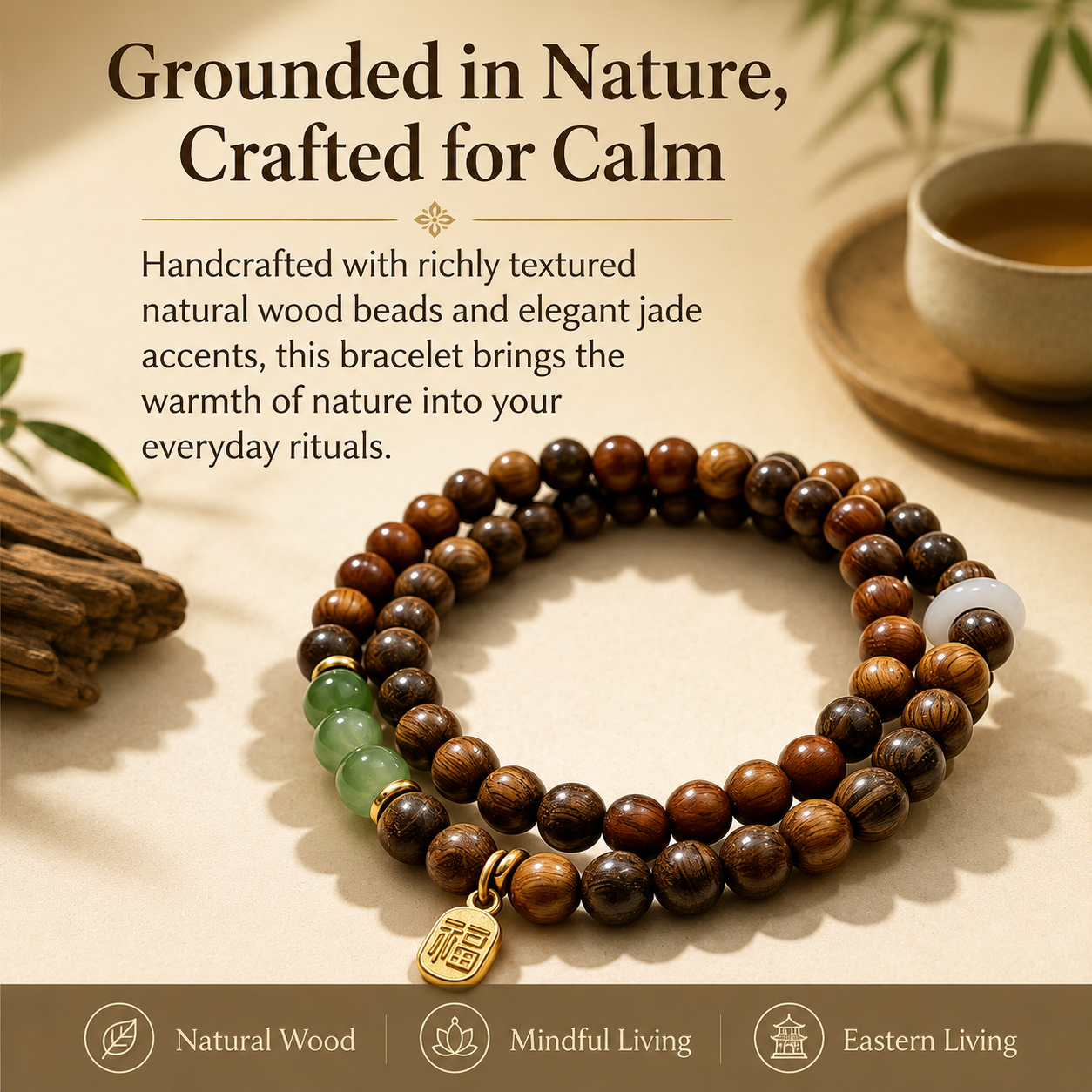 Sandalwood Serenity Double-Wrap Bracelet
