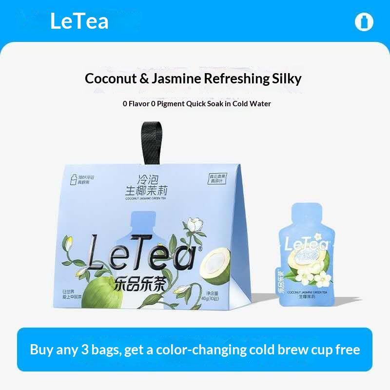 LeTea Coconut Jasmine Green Tea Cold Brew Tea Bags – Tropical Floral Wellness Tea | Oriental Healing Tea & Healthy Hydration Drink
