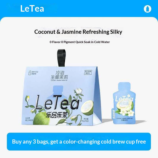 LeTea Coconut Jasmine Green Tea Cold Brew Tea Bags – Tropical Floral Wellness Tea | Oriental Healing Tea & Healthy Hydration Drink