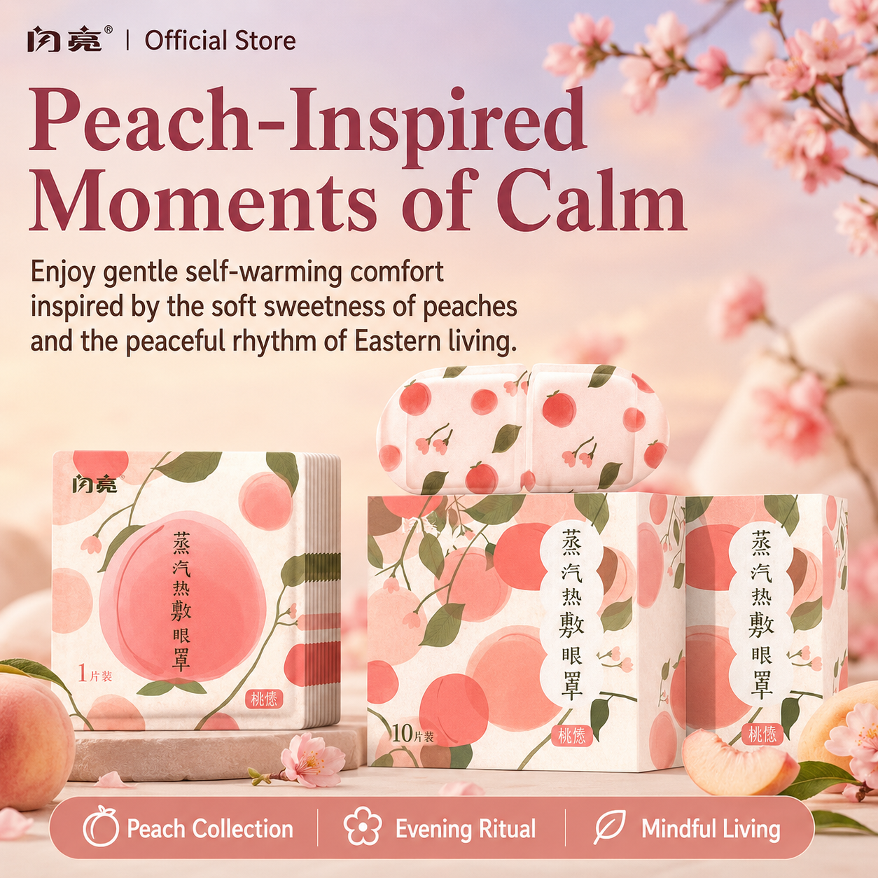 Peach Wellness Steam Eye Mask Collection – Warm Eye SPA For Relaxation, Bedtime Comfort & Mindful Living