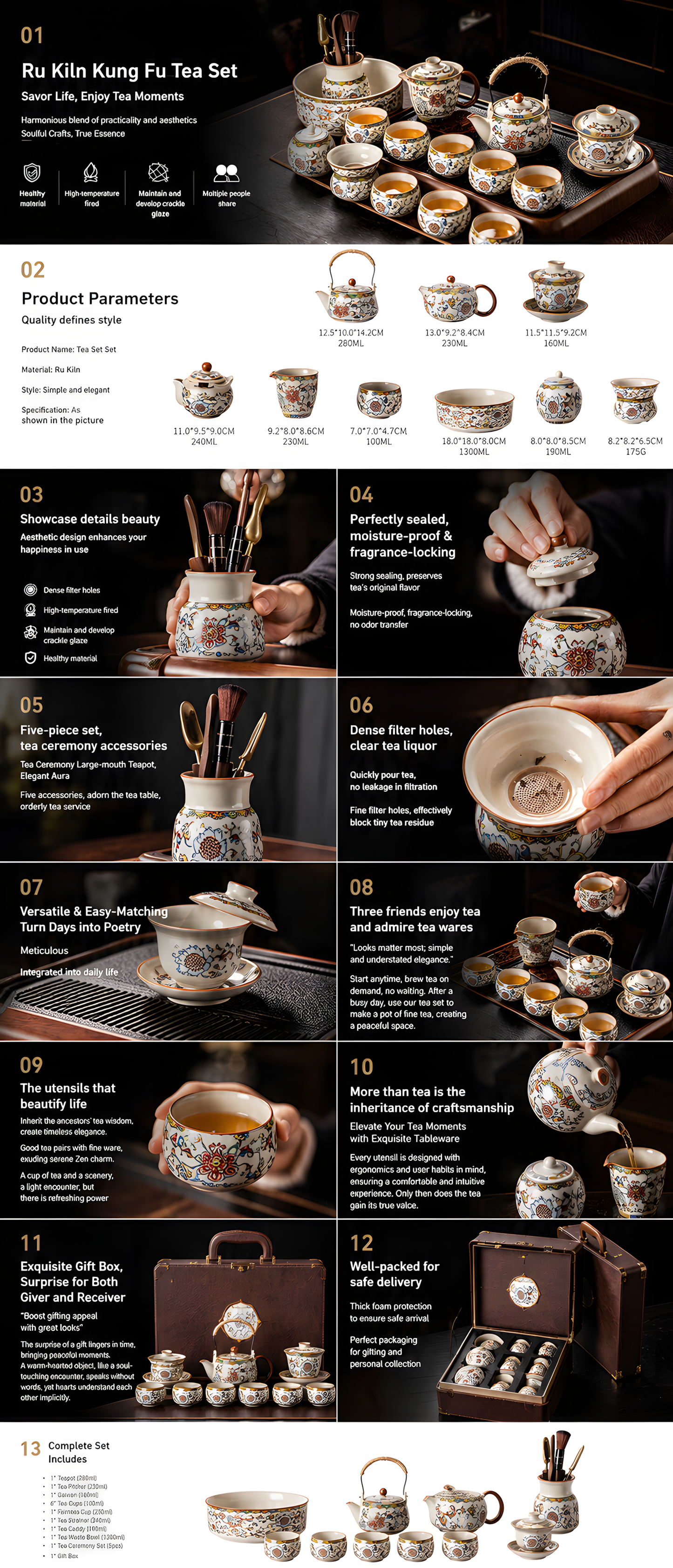 Ru Kiln Kung Fu Tea Set™ | Luxury Chinese Tea Ceremony Set with Premium Gift Case