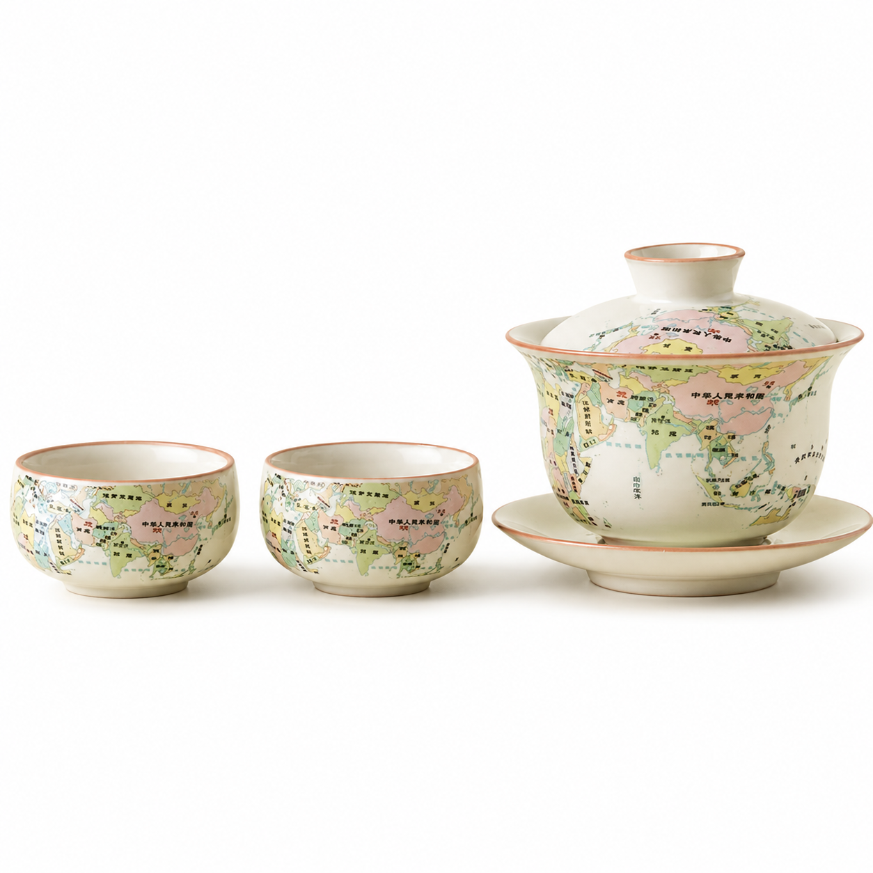World Map Porcelain Gaiwan Tea Set™