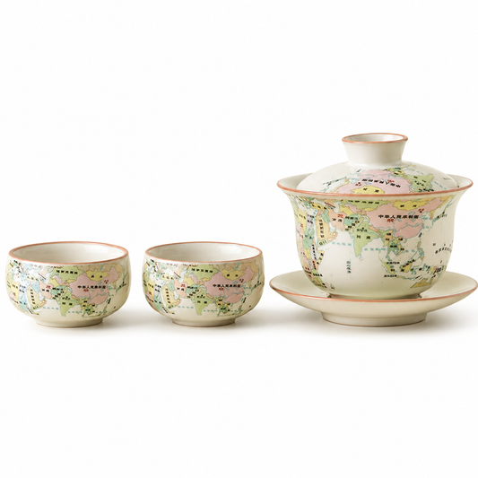 World Map Porcelain Gaiwan Tea Set™