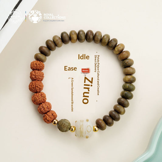 Green Sandalwood Vajra Bodhi Bracelet – Tibetan Zen Mala Beads, Meditation Prayer Bracelet, Healing Spiritual Wrist Mala Inspired by Potala Palace