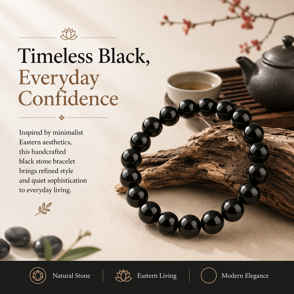 Natural Black Obsidian Bracelet