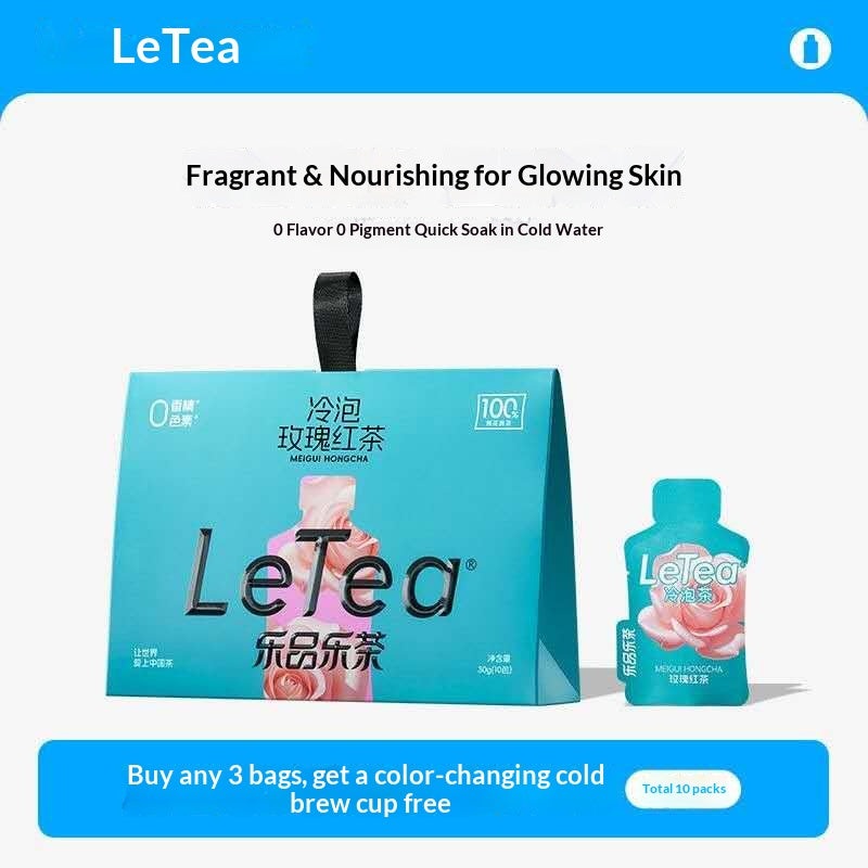 LeTea Rose Black Tea Cold Brew – Floral Chinese Wellness Tea | Premium Rose Hong Cha for Relaxation & Beauty Rituals