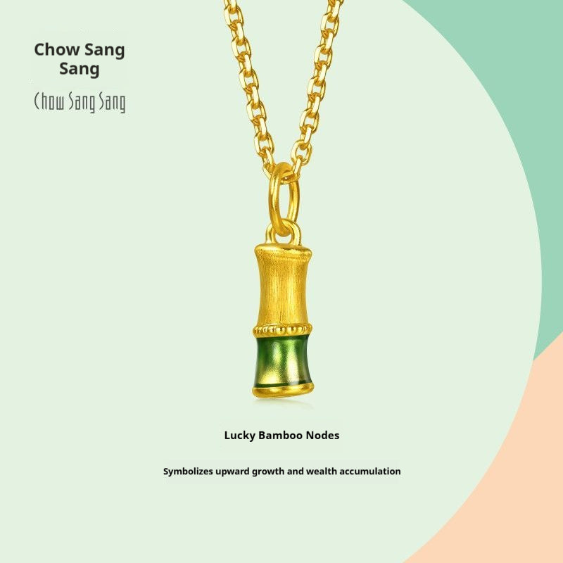 999 Pure Gold Bamboo Pendant – Oriental Symbol of Growth, Resilience & New Beginnings