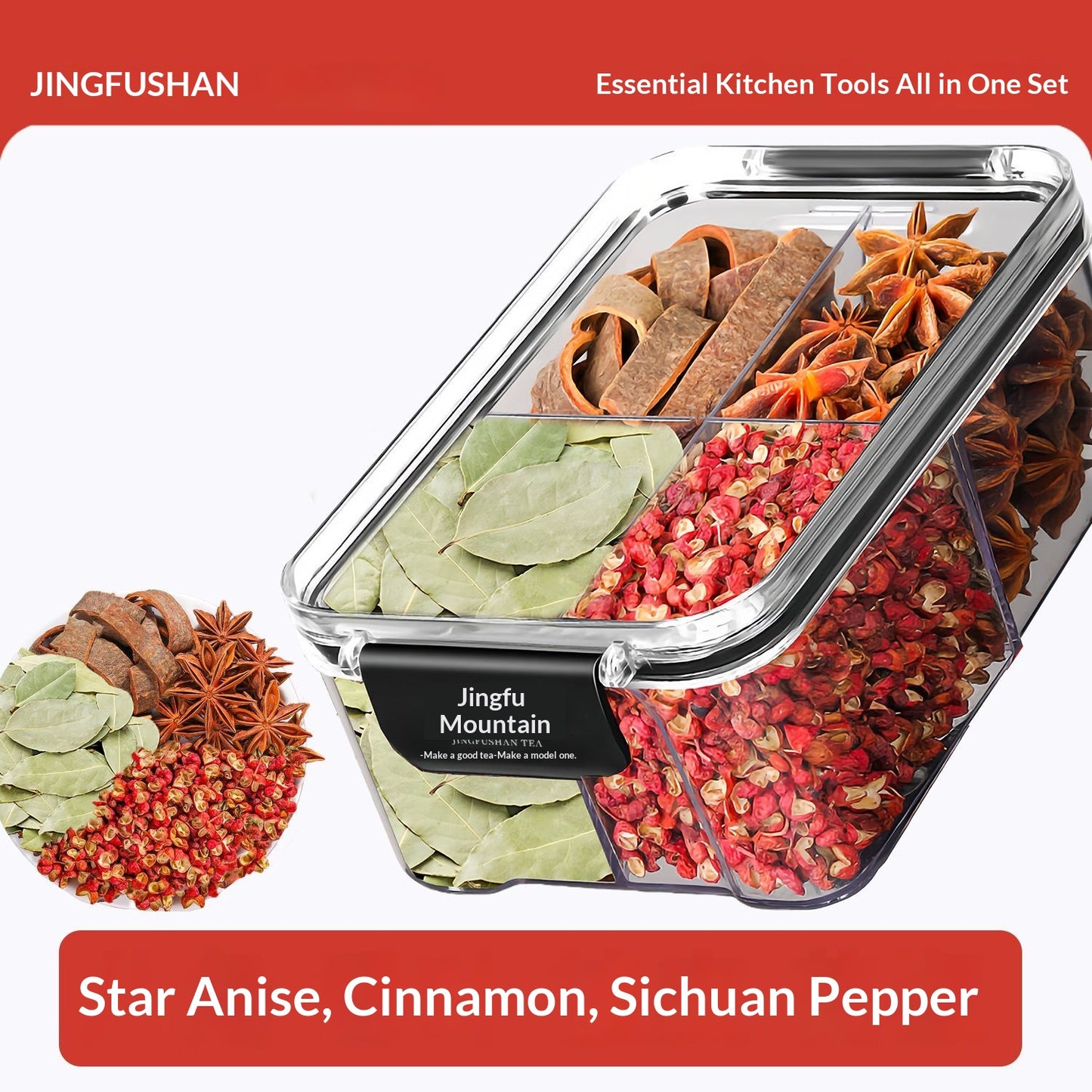 Premium Chinese Five Spice Set – Star Anise, Sichuan Peppercorn, Bay Leaves & Cinnamon Bark for Authentic Oriental Cooking