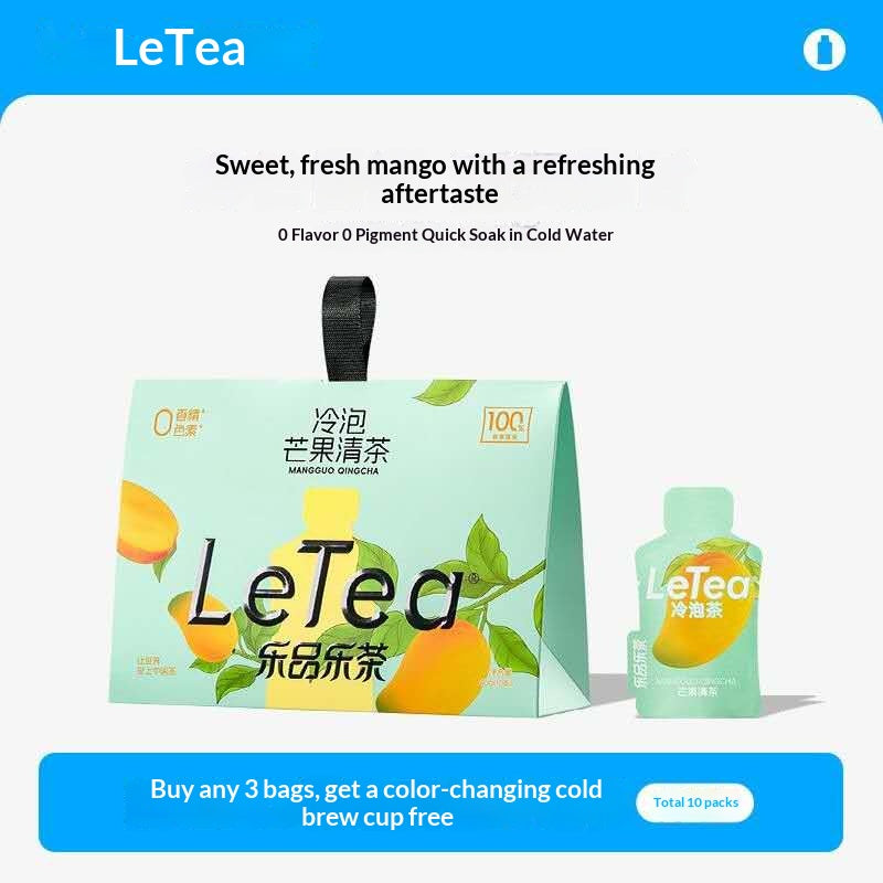 LeTea Mango Green Tea Cold Brew – Refreshing Mango Tea Bags | Tropical Fruit Green Tea for Wellness & Daily Hydration
