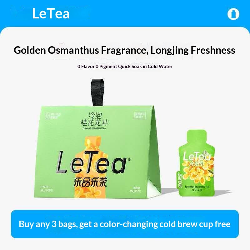 LeTea Osmanthus Dragon Well Cold Brew Tea – Premium Osmanthus Green Tea Bags | Floral Longjing Wellness Tea for Relaxation & Hydration
