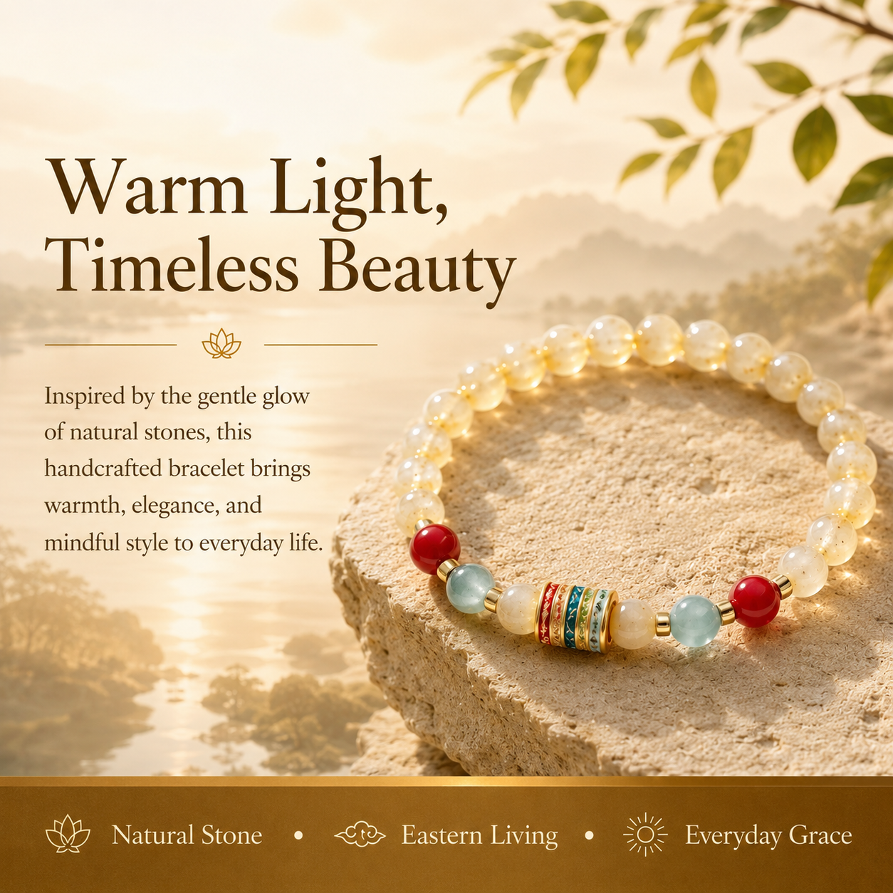 Honey Amber-Inspired & Sandalwood Bracelet