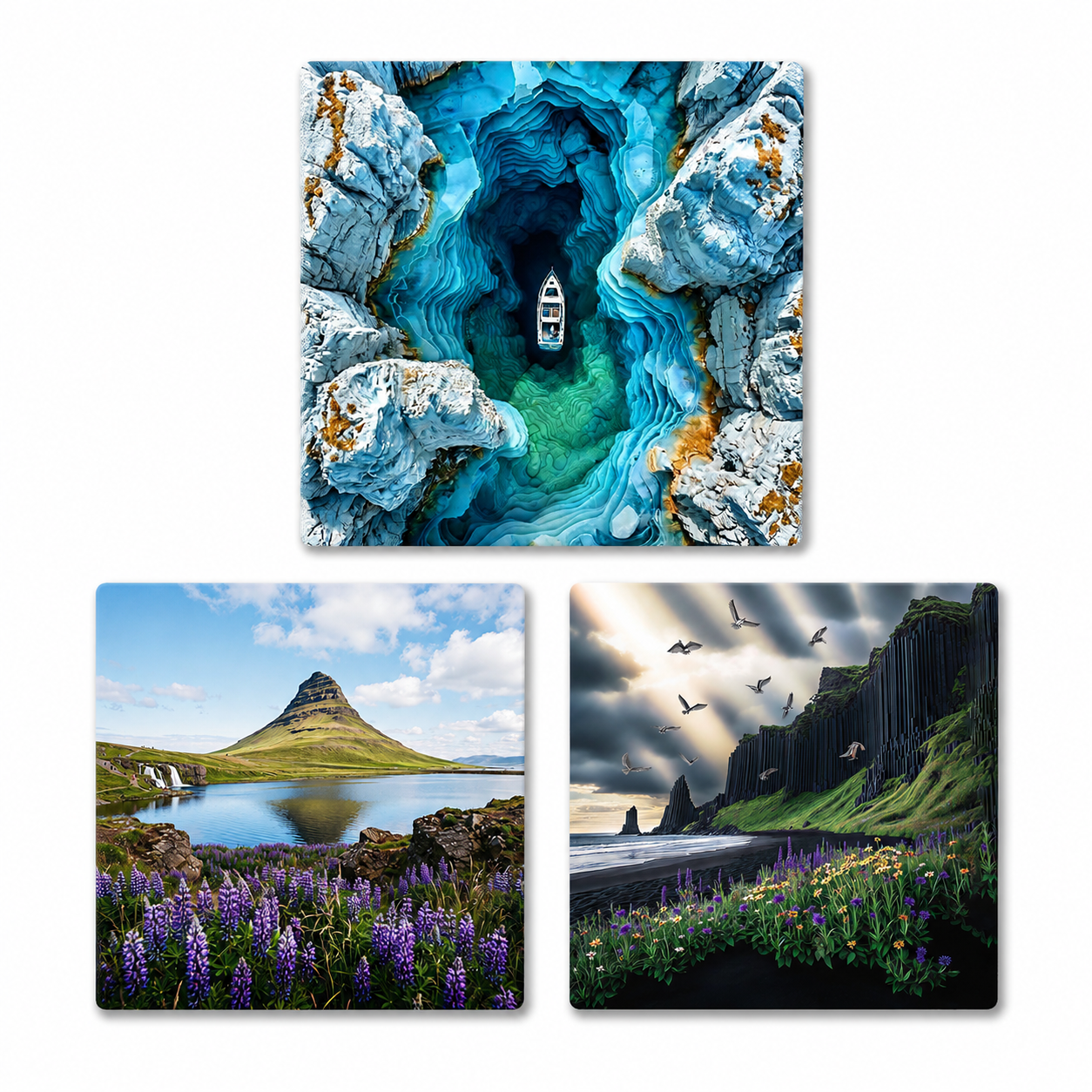 Imperial Iceland™ Collection Land of Fire, Ice &amp; Timeless Wonder Premium Ceramic Heritage Magnet Set (3 Pieces)