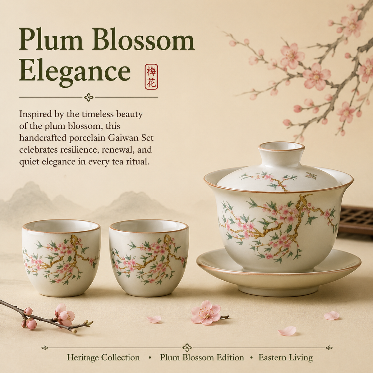 Peach Blossom Porcelain Gaiwan Tea Set™