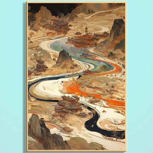 Dunhuang Ancient Charm Wooden Jigsaw Puzzle – Chinese Fantasy Desert Landscape Puzzle, Oriental Healing Art Puzzle, Relaxing Mindfulness Home Decor Gift DHGY001