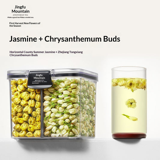 Jasmine & Chrysanthemum Flower Tea – Chinese Herbal Bloom Tea for Relaxation, Skin Wellness, Calm Mind & Oriental Tea Ceremony