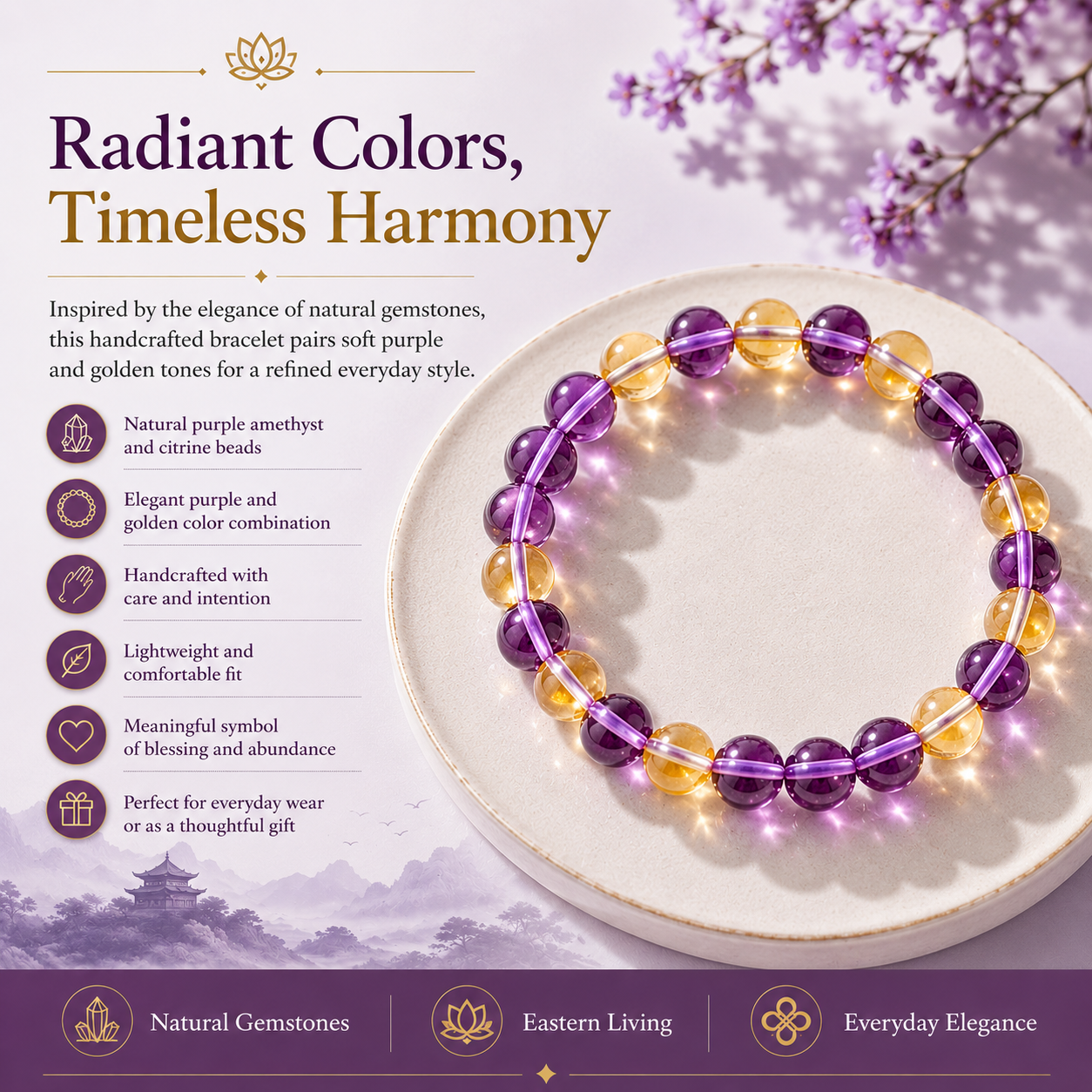 Amethyst & Citrine Harmony Bracelet
