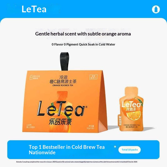 LeTea Orange Rooibos Cold Brew Tea – Herbal Citrus Wellness Tea | Premium Caffeine-Free Rooibos Tea Bags