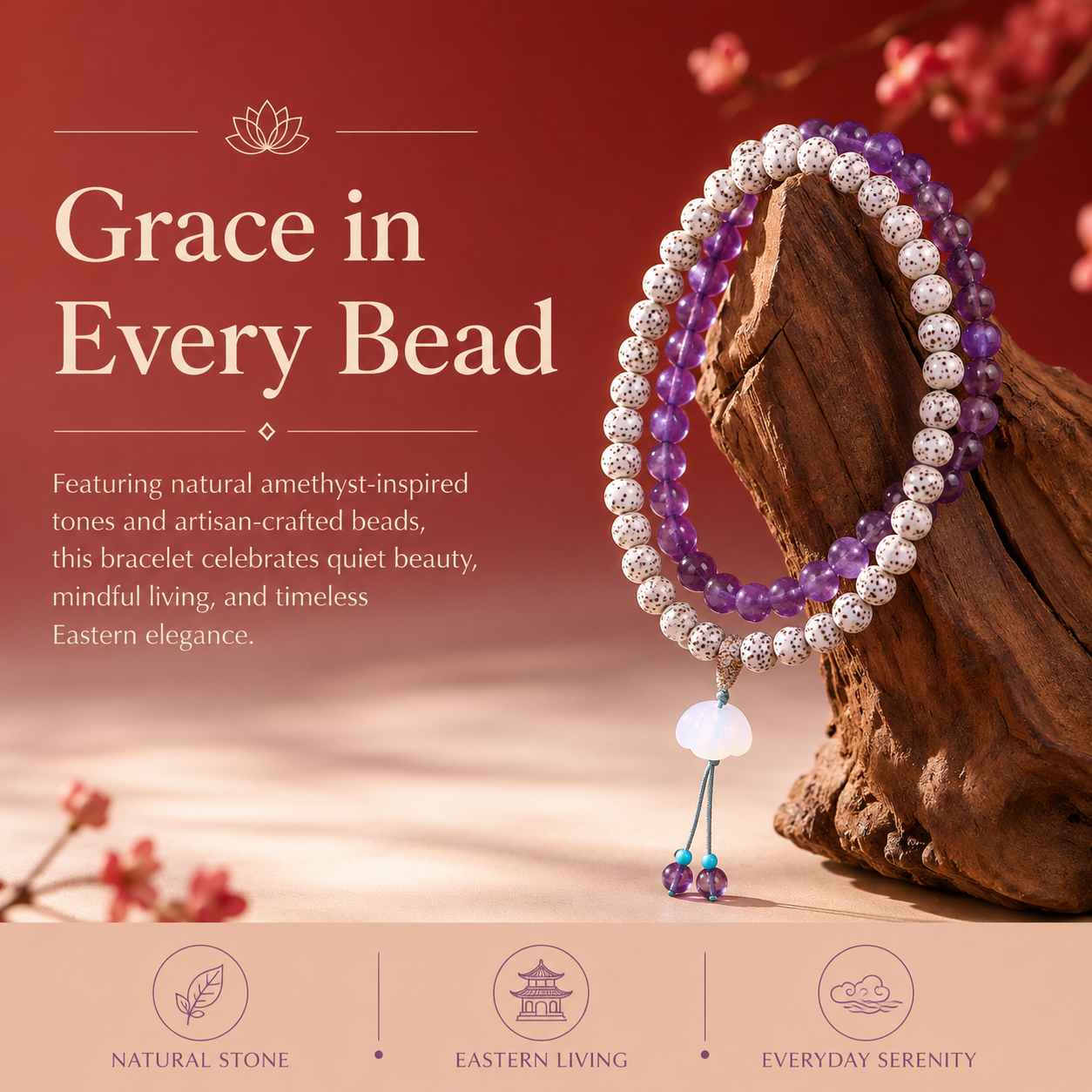 Amethyst & Bodhi Seed Meditation Mala