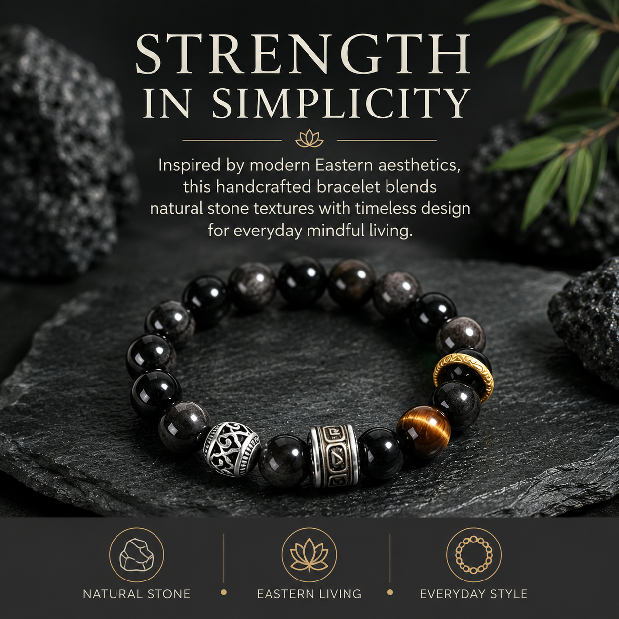 Obsidian & Tiger Eye Bracelet