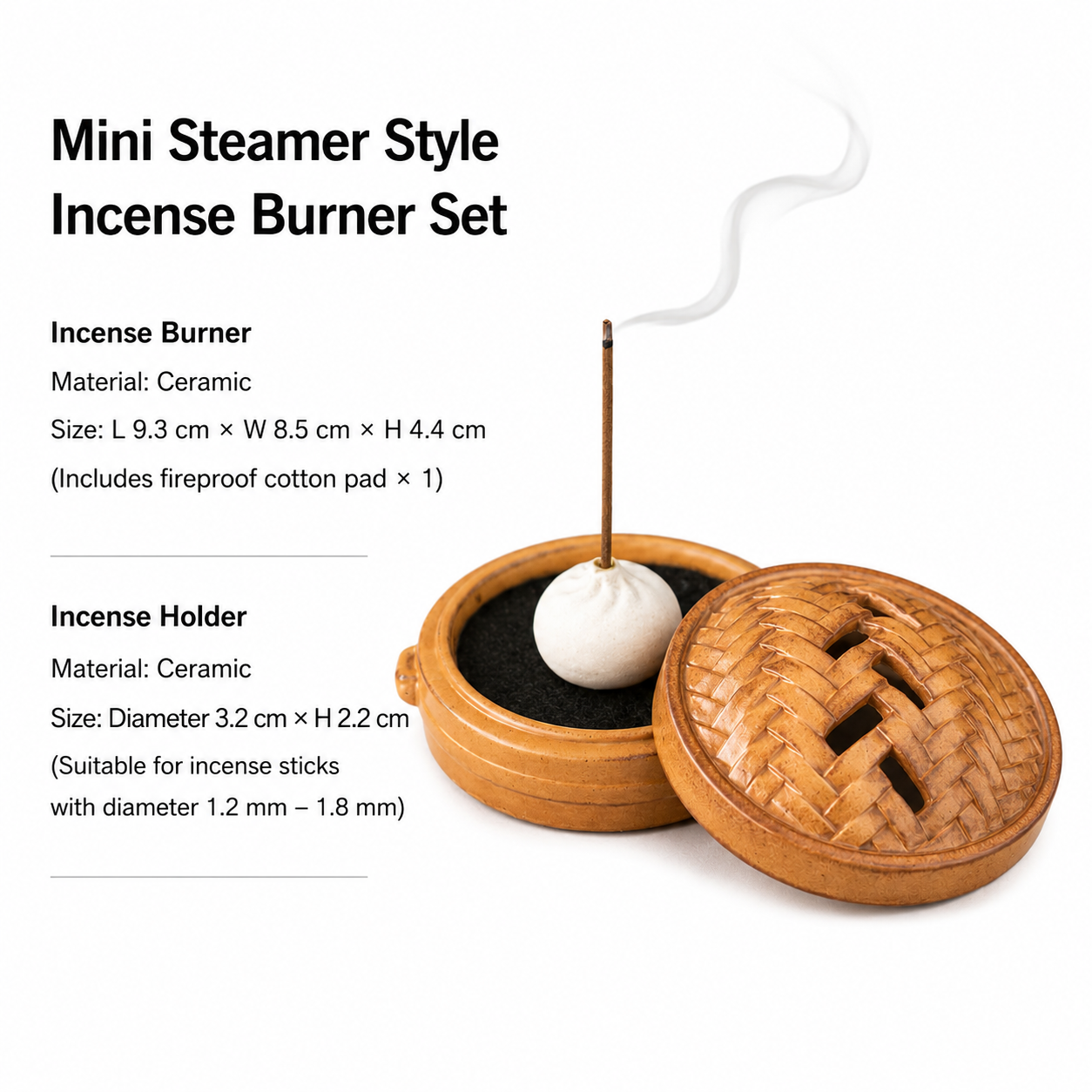 Bamboo Weave Ceramic Incense Burner