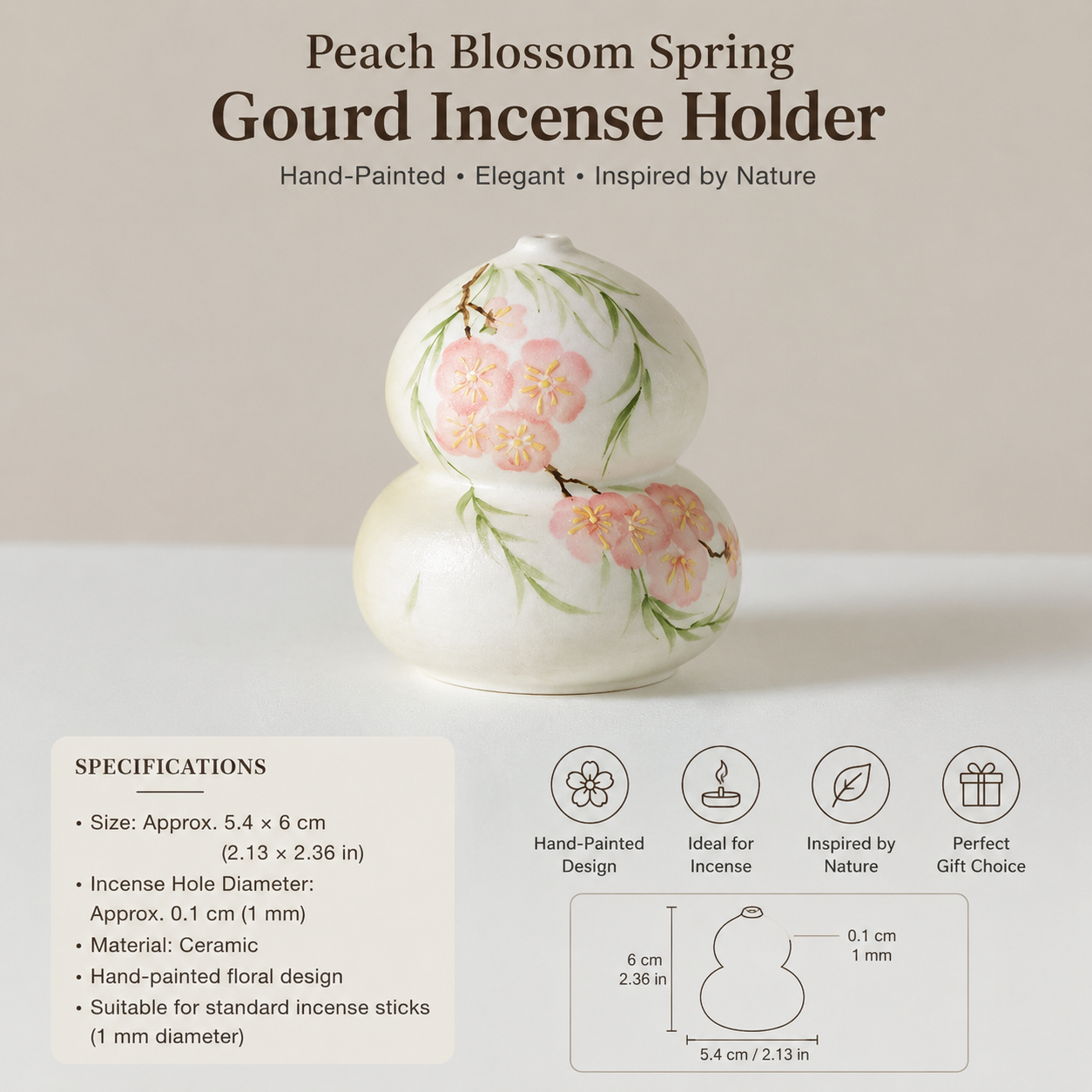 Peach Blossom Calabash Incense Holder