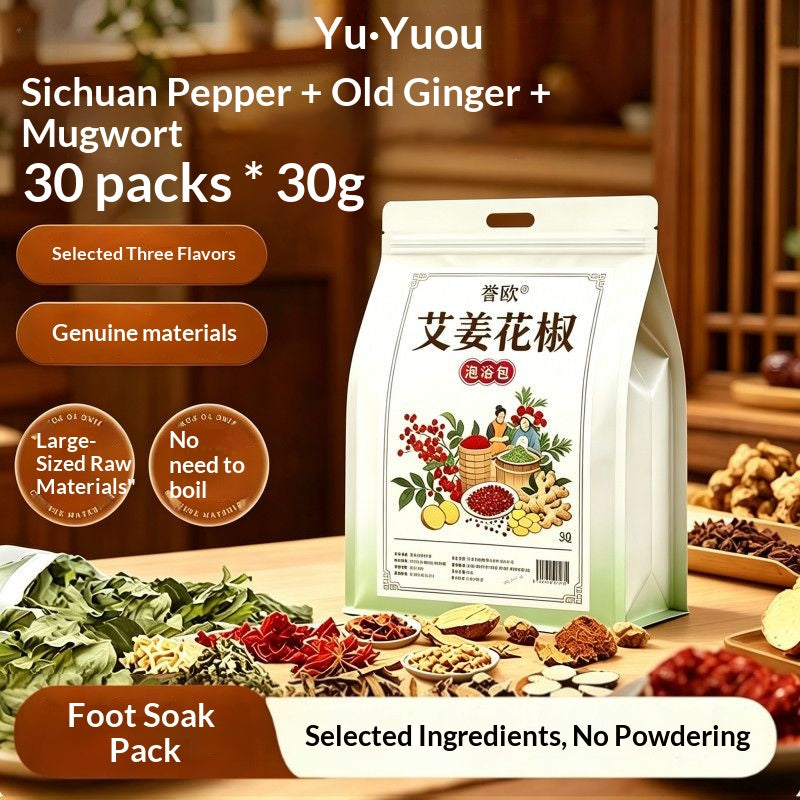 Ginger Mugwort & Sichuan Pepper Herbal Foot Soak Bags – Traditional Chinese Warming Foot Bath for Relaxation & Sleep | Oriental Home Spa Wellness