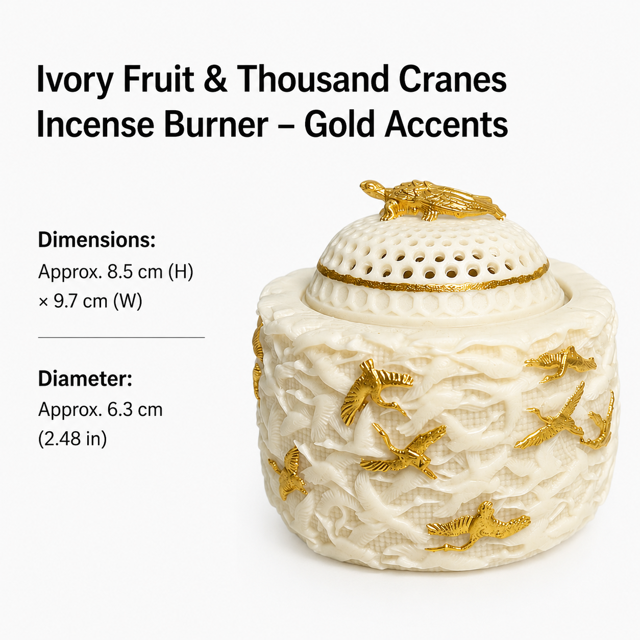 Ivory Crane Ceramic Incense Burner