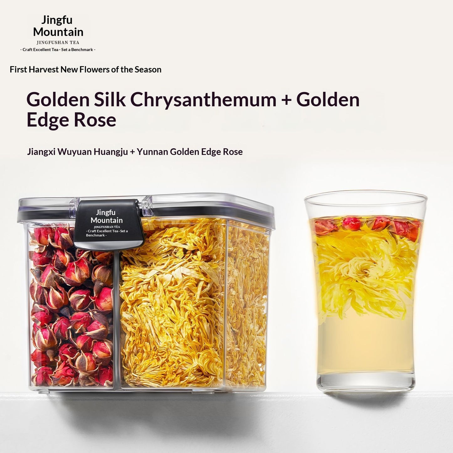 Premium Golden Silk Chrysanthemum & Rose Flower Tea – Chinese Floral Wellness Tea for Relaxation, Beauty Rituals & Emotional Healing
